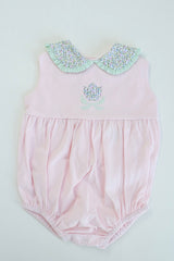 Finley Bubble Sleeveless Knit w/ Woven Collar in Light Pink Knit