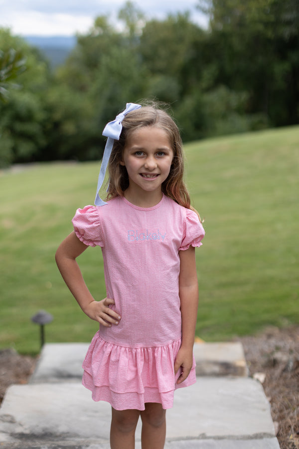 Betty Jane Dress in Nantucket Red Seersucker