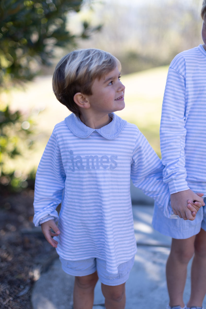 David Knit Shirt Long Sleeve Premium in Seaside Stripe Knit