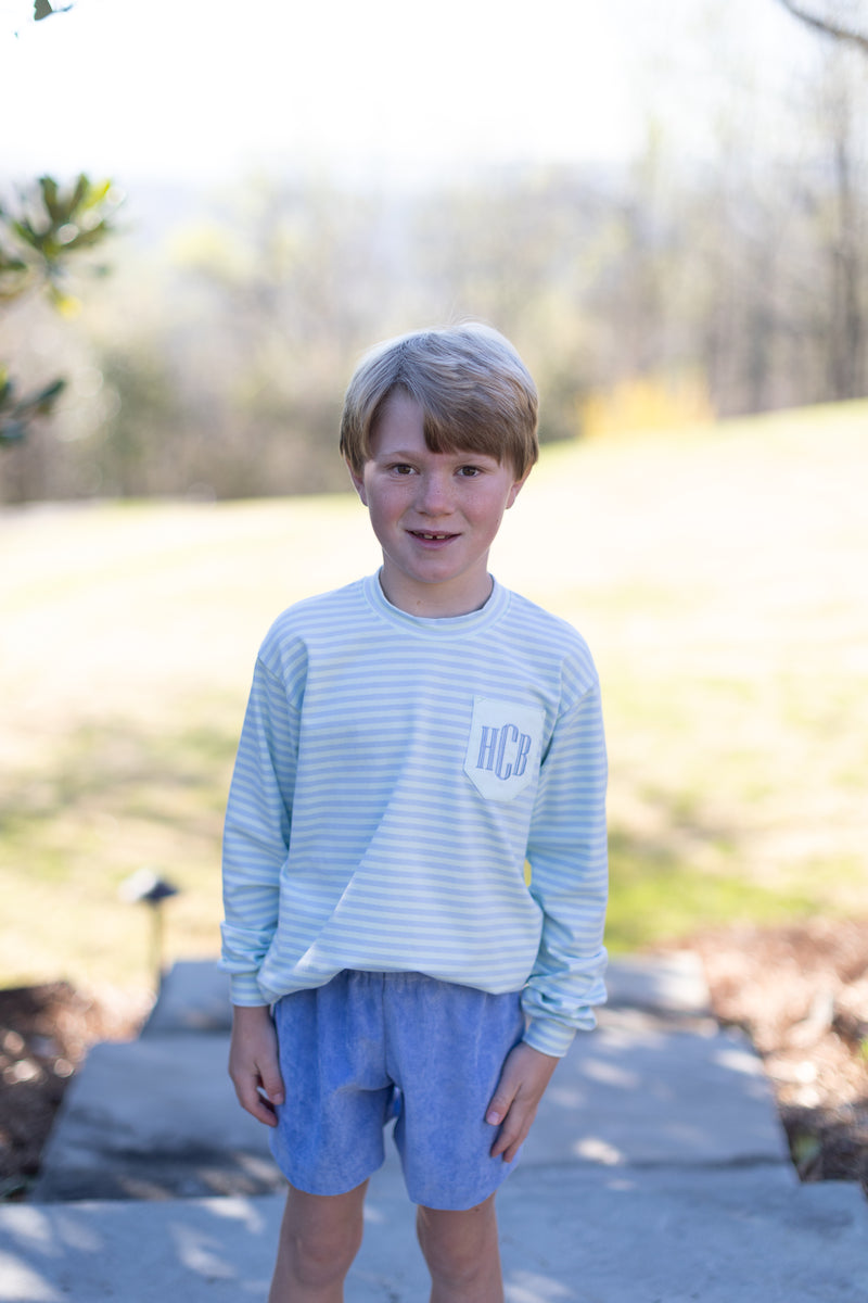 Boy Shorts in Marine Blue Non-Wrinkle Cord