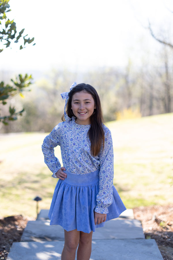 Alie B Skirt in Marine Blue Non-Wrinkle Corduroy