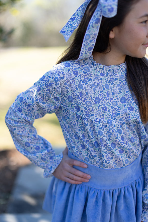 Avery Top Long Sleeve in Blue Liberty Floral