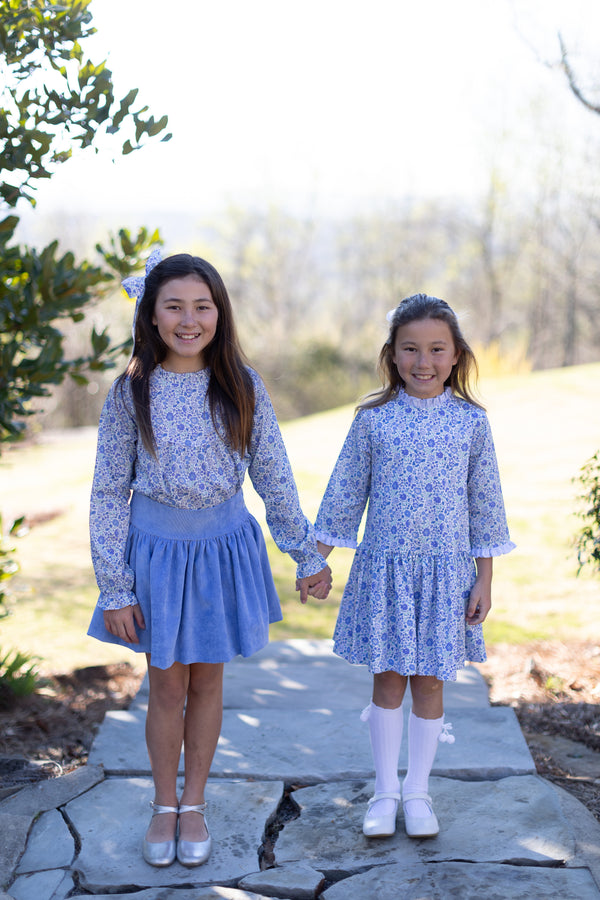 Alie B Skirt in Marine Blue Non-Wrinkle Corduroy