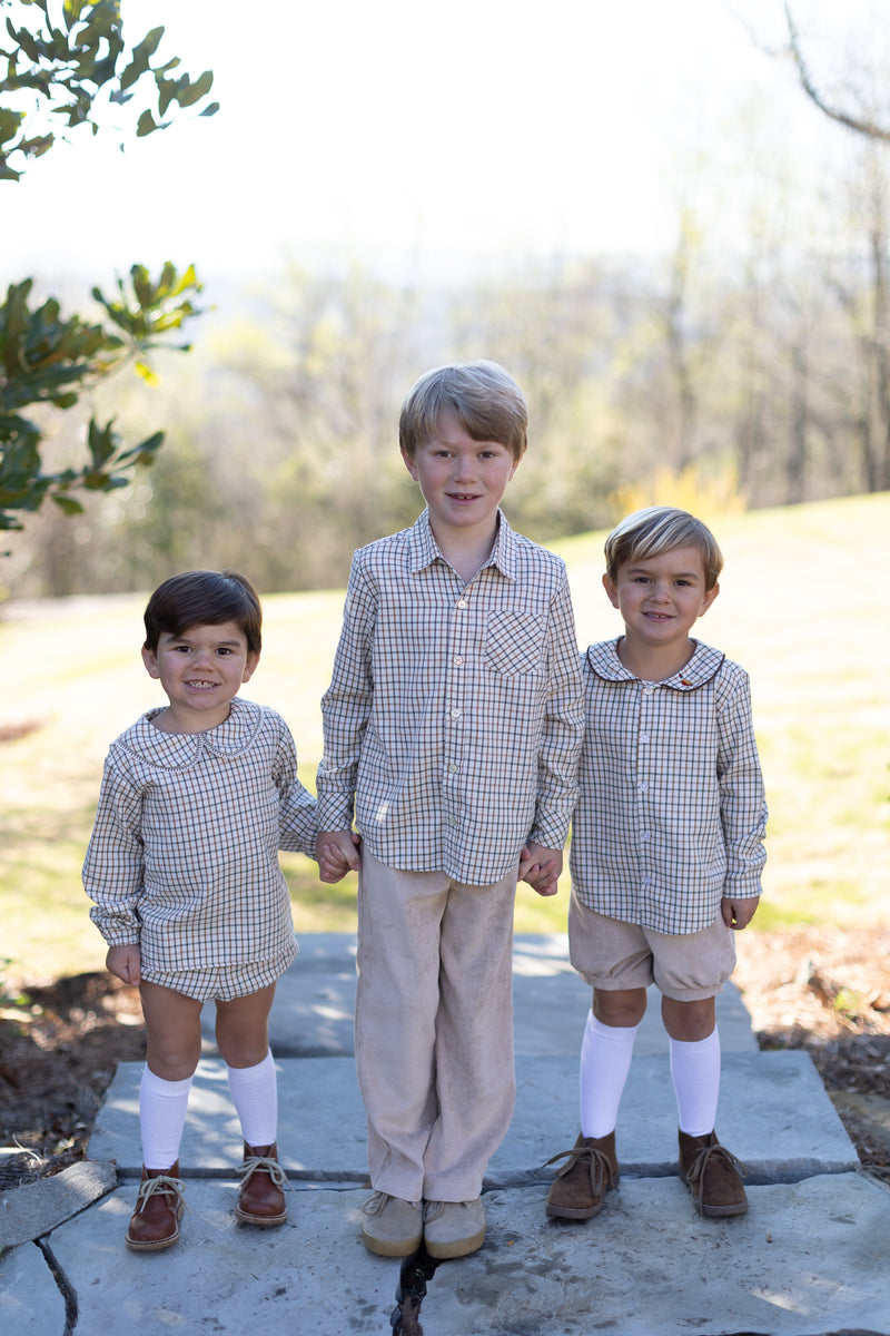 David Shirt Long Sleeve w/ Elastic in Highlands Tattersall