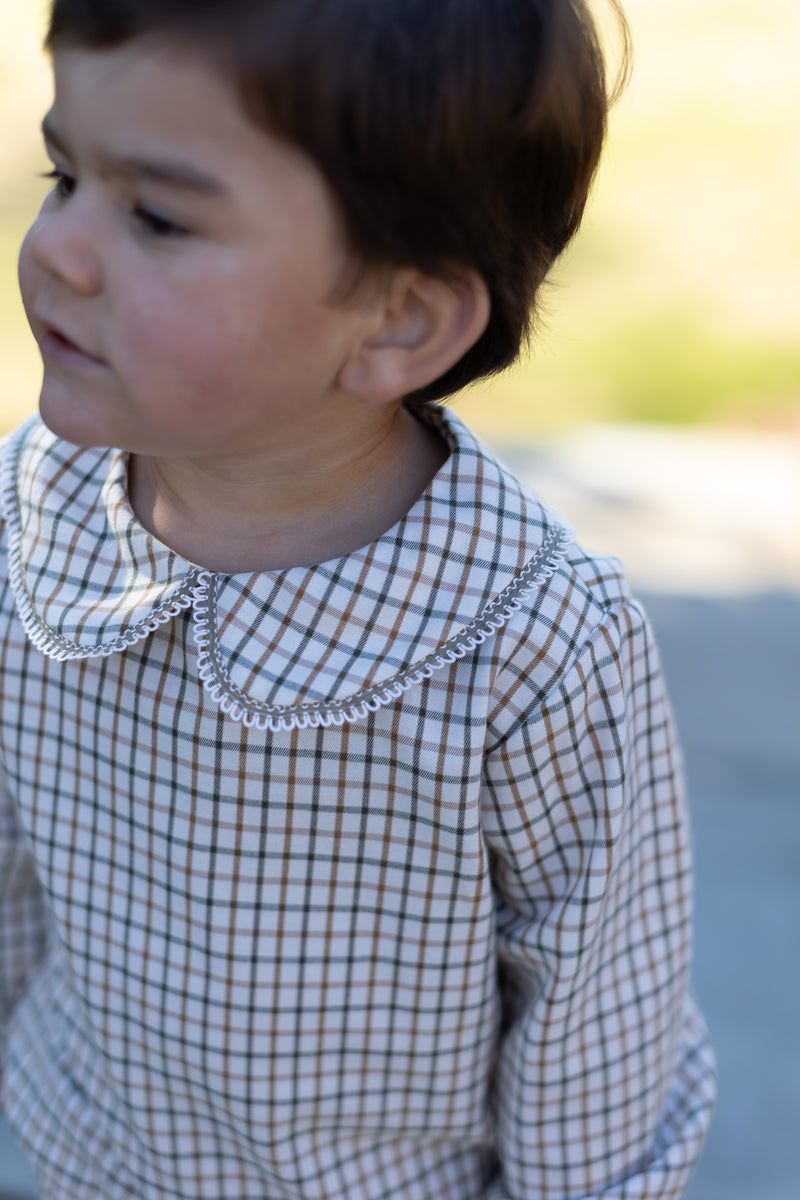 David Shirt Long Sleeve w/ Elastic in Highlands Tattersall