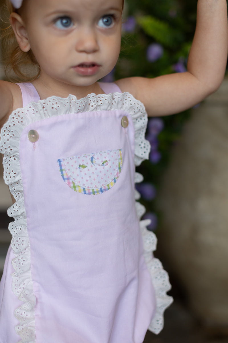 Mae Sunsuit in Pink Superfine Twill