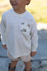 Boy Tee Long Sleeve Premium in Baby Blue Stripe Knit