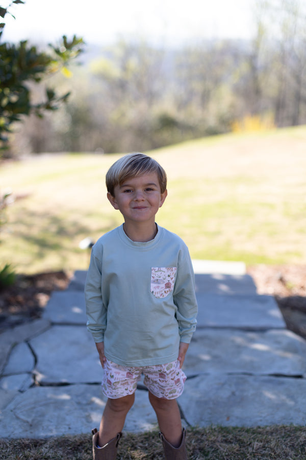 Boy Tee Long Sleeve Premium in Mist Knit w/ Pocket