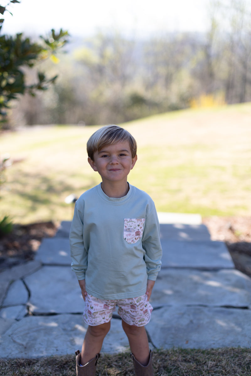 Boy Tee Long Sleeve Premium in Mist Knit w/ Pocket