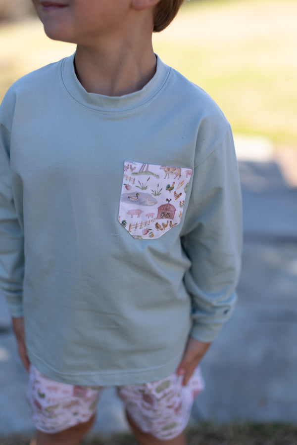 Boy Tee Long Sleeve Premium in Mist Knit w/ Pocket