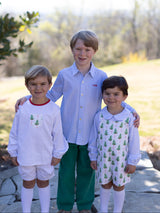 James Shirt Long Sleeve w/ Elastic in Blue Bitty Dot Pique