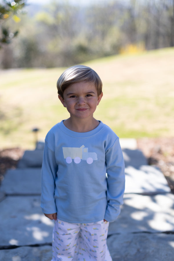 Boy Tee Long Sleeve Sky Blue w/ Dump Truck