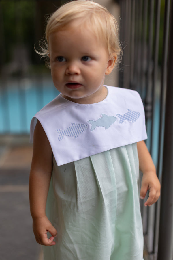 Carter Romper in Seafoam Pique