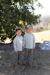 Boy Tee Long Sleeve Premium in Mist Knit w/ Mini Brachiosaurus