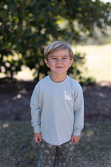 Boy Tee Long Sleeve Premium in Mist Knit w/ Mini Brachiosaurus