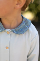 Graham Knit Shirt Long Sleeve in Light Blue Knit