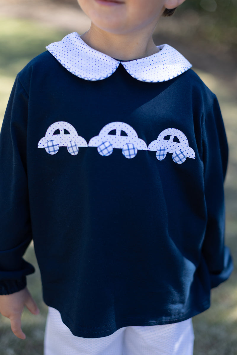 David Knit Shirt Long Sleeve Basic in Navy Knit