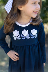 Sophie Knit Dress Long Sleeve Basic in Navy Knit
