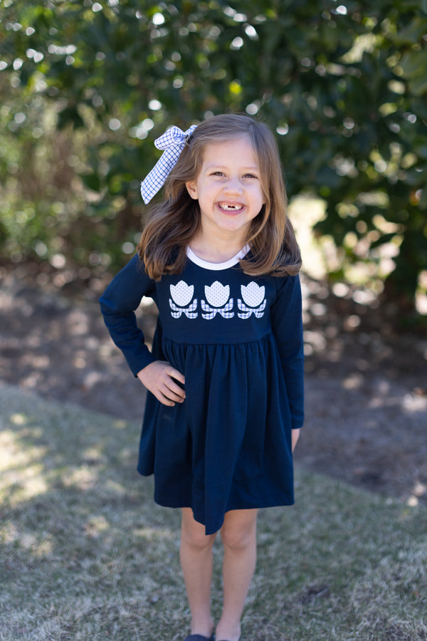 Sophie Knit Dress Long Sleeve Basic in Navy Knit