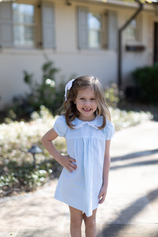 Amy Dress in Aqua Windowpane
