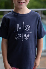 Boy Tee Short Sleeve Navy with Sports Quadrant