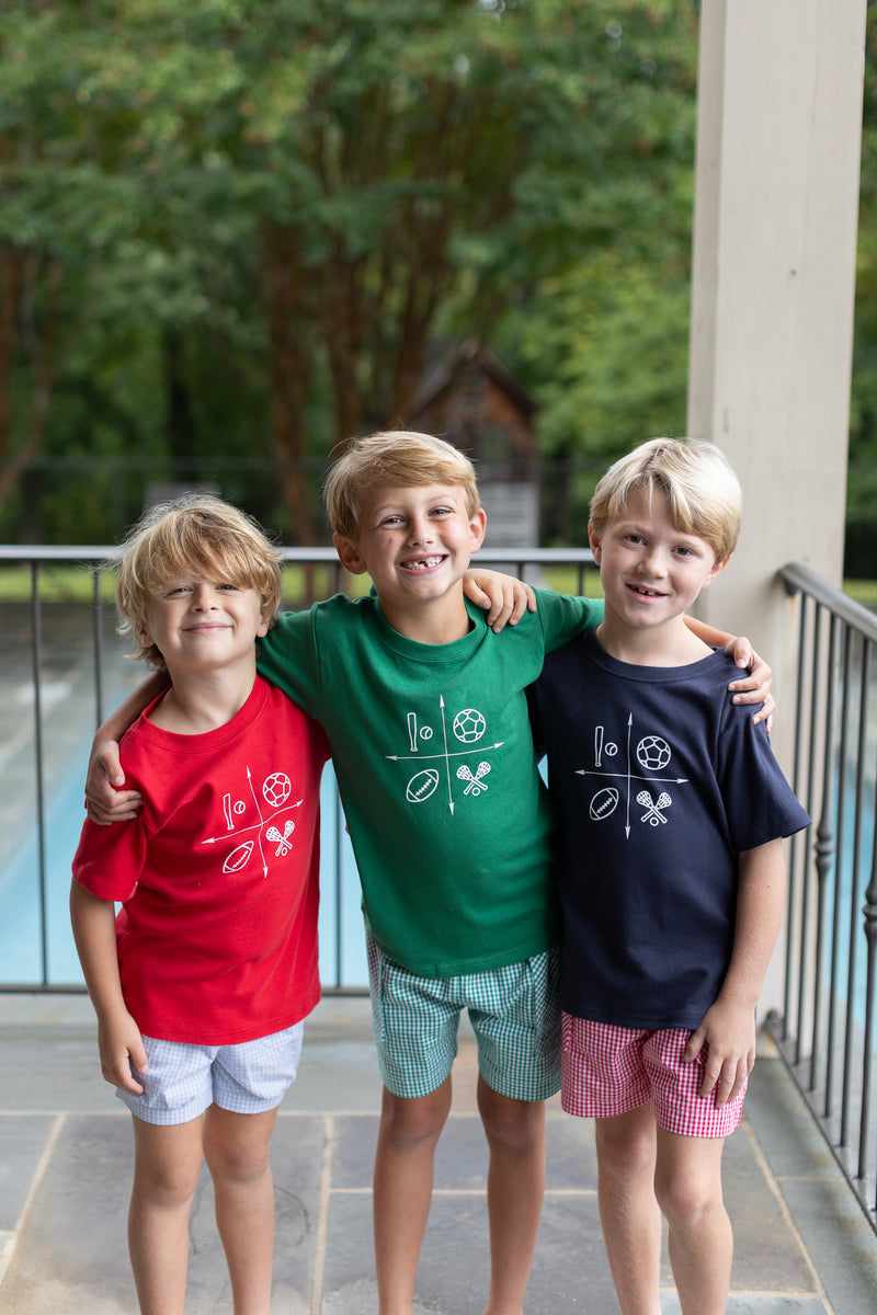 Boy Tee Short Sleeve Red with Sports Quadrant