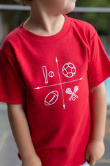 Boy Tee Short Sleeve Red with Sports Quadrant