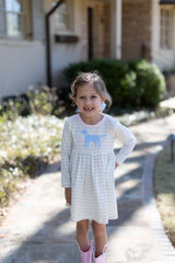 Sophie Knit Dress Long Sleeve Premium in Baby Blue Stripe Knit