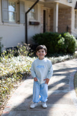 Boy Tee Long Sleeve Premium in Light Blue Knit with Woody w/ Tree