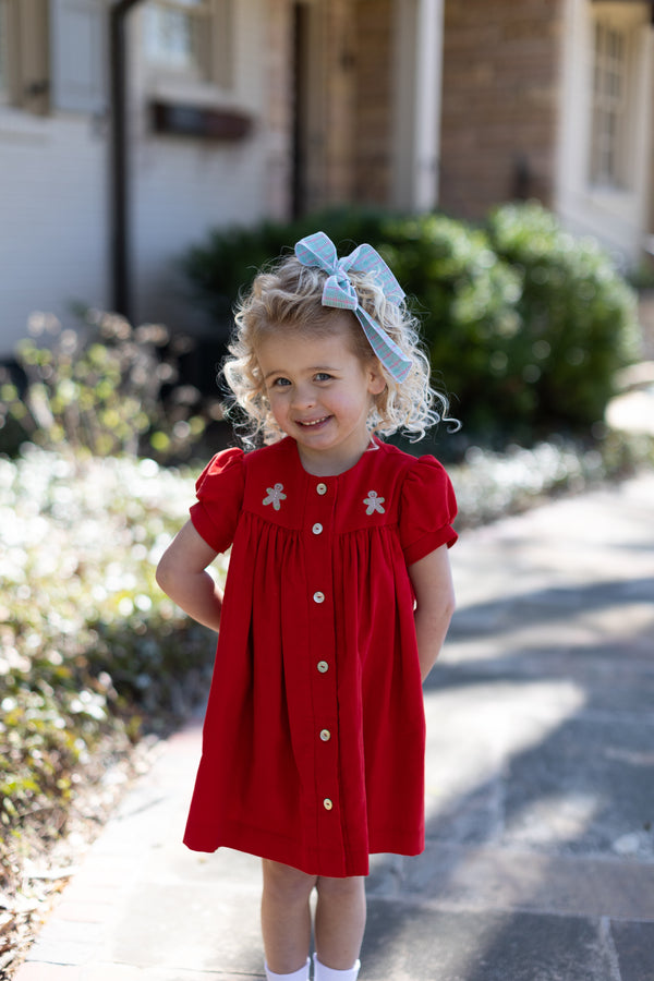 Julianne Dress in Cherry Red Corduroy