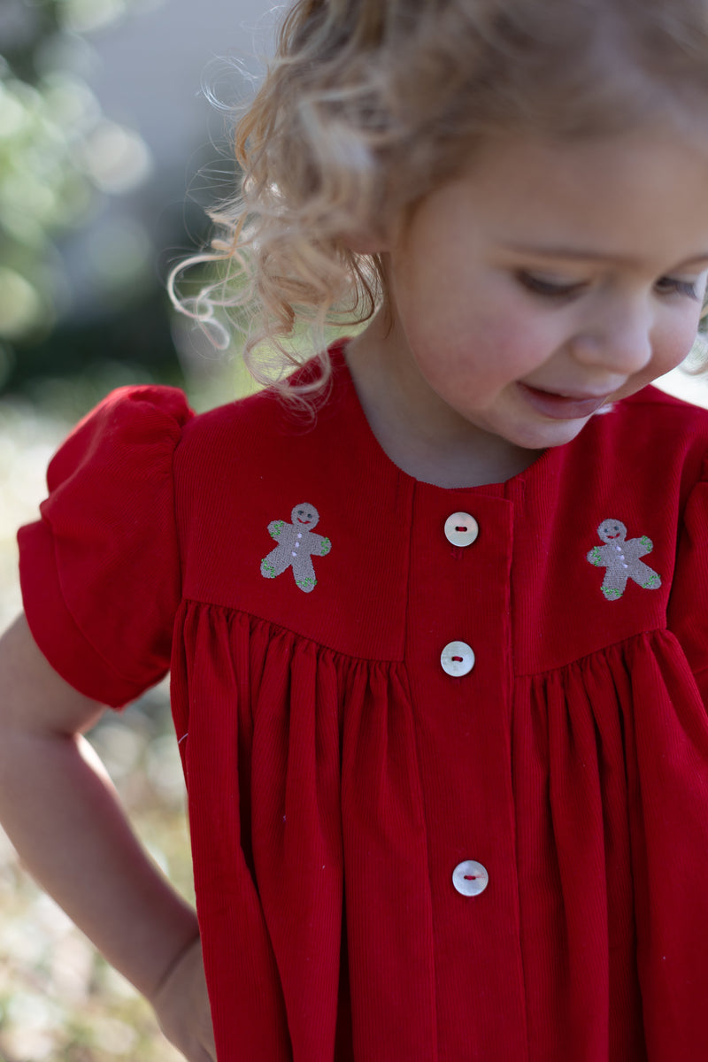 Julianne Dress in Cherry Red Corduroy