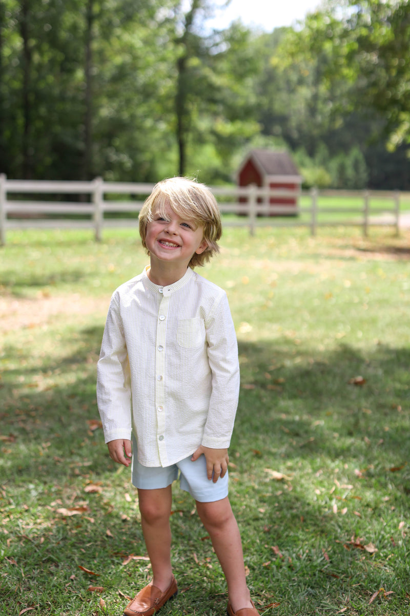 Tyson Shirt Long Sleeve in Yellow Stripe Seersucker