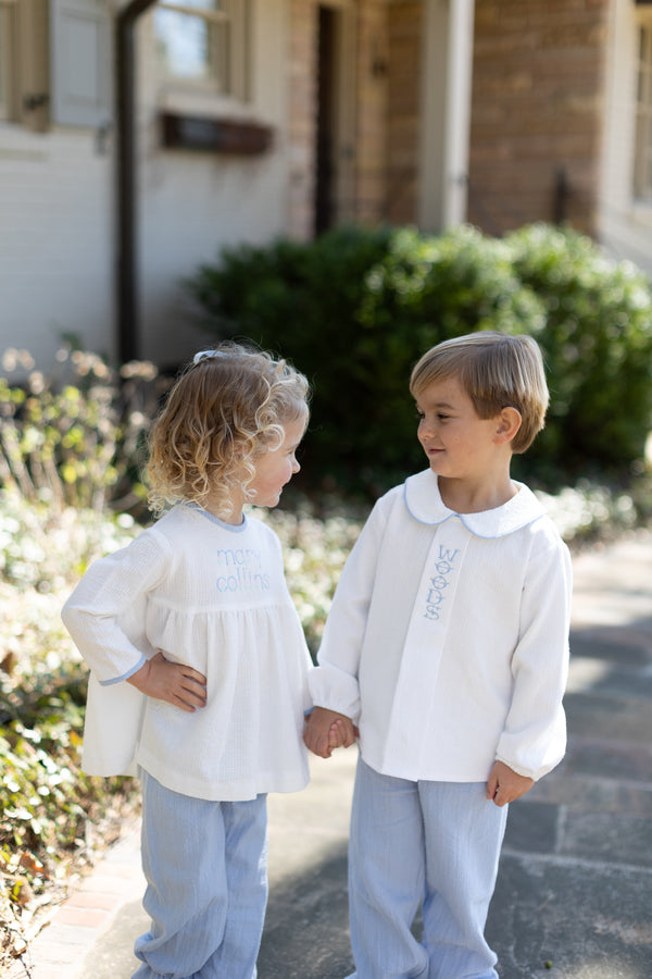 Freddie Shirt Long Sleeve Lined in Ivory Gauze
