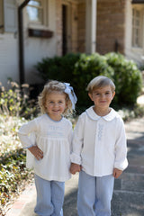 Bloomer Pants Long in Blue Gauze