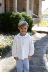 Freddie Shirt Long Sleeve Lined in Ivory Gauze