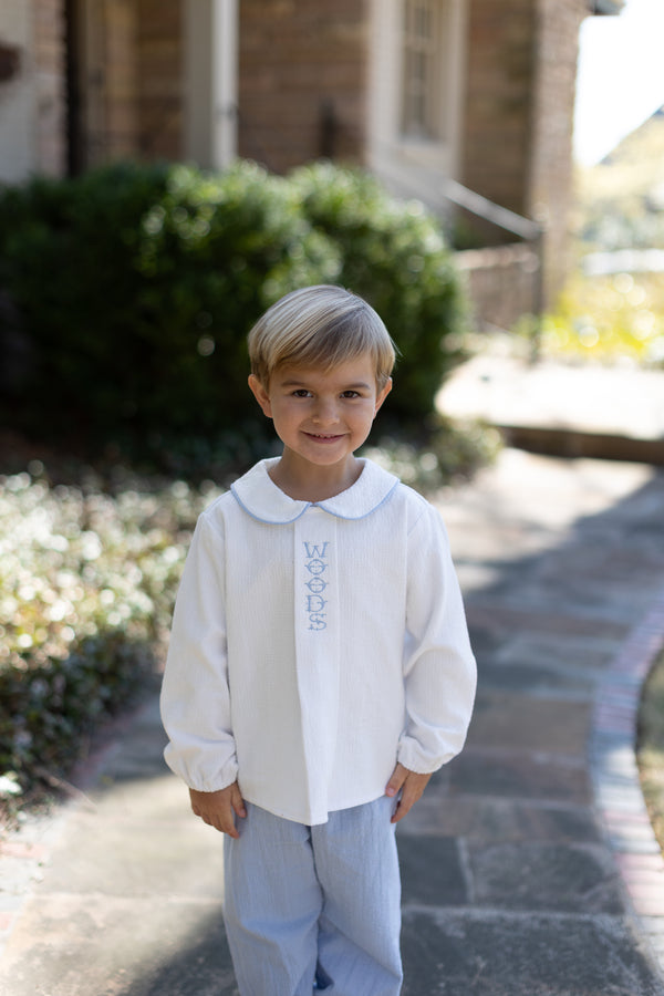 Freddie Shirt Long Sleeve Lined in Ivory Gauze