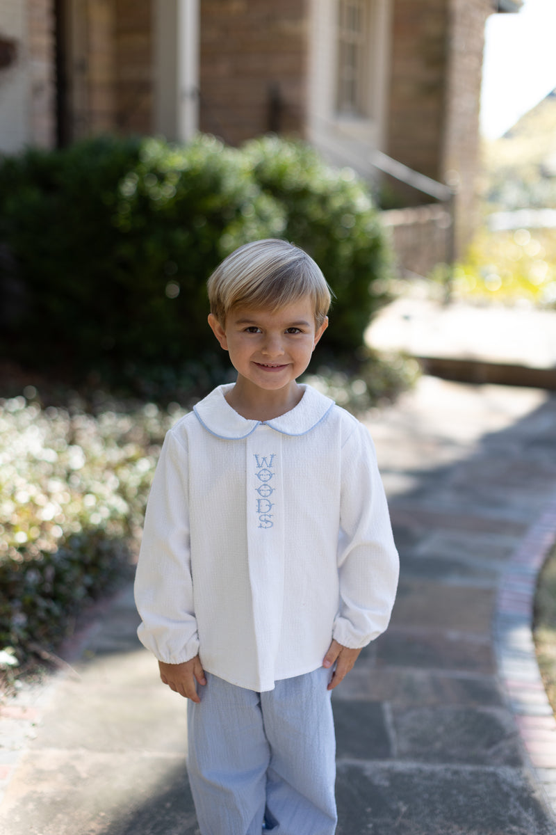 Freddie Shirt Long Sleeve Lined in Ivory Gauze