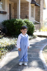 Payton Bubble Long w/ Piping Straps Lined in Chambray Swiss Dots