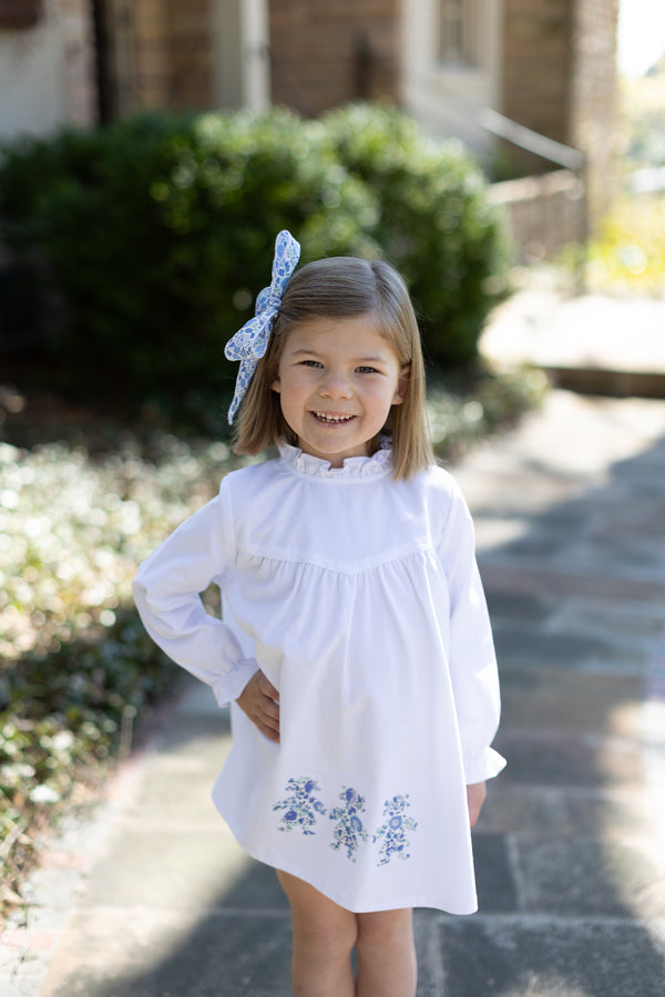 Avery Dress Long Sleeve in White Corduroy