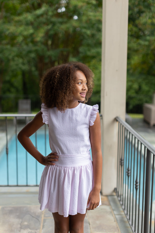 Bradford Top in Light Pink Stripe Seersucker