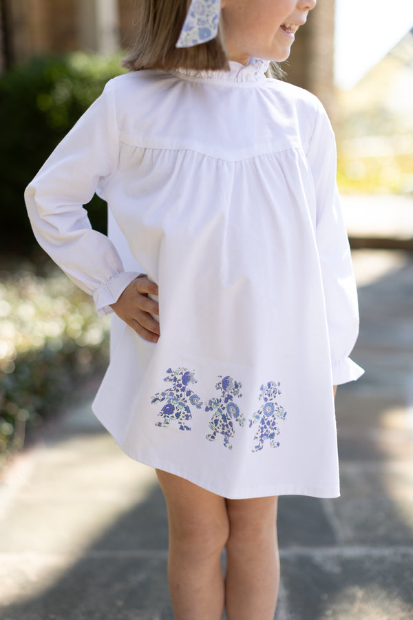 Avery Dress Long Sleeve in White Corduroy