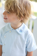 Alex Shirt Short Sleeve in Light Blue Pique