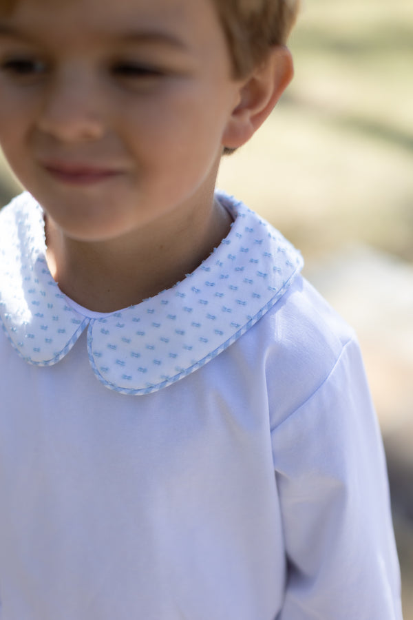 David Knit Shirt Long Sleeve Basic in White Knit