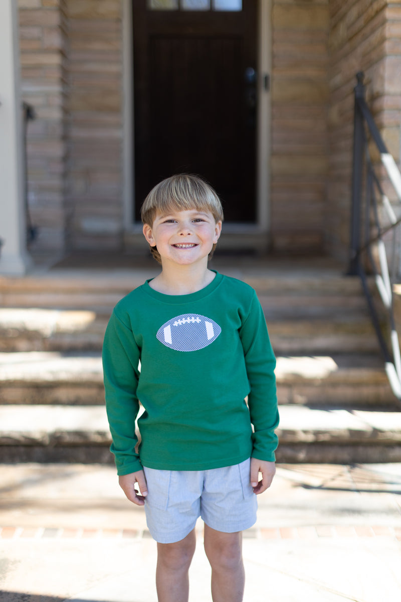 Boy Tee Long Sleeve Kelly Green w/ Football