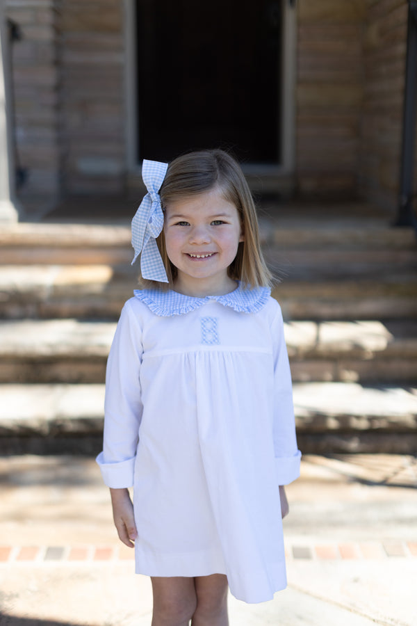Charlotte Dress Long Sleeve in White Corduroy