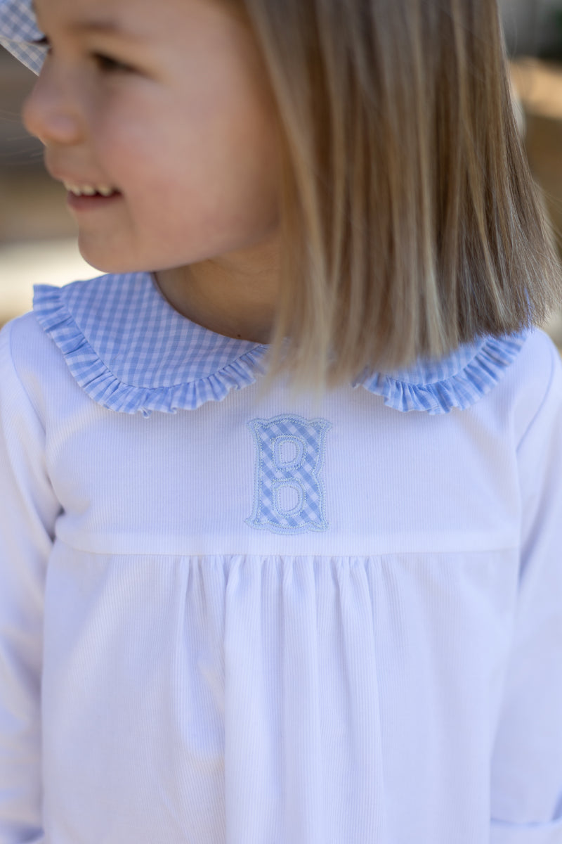 Charlotte Dress Long Sleeve in White Corduroy