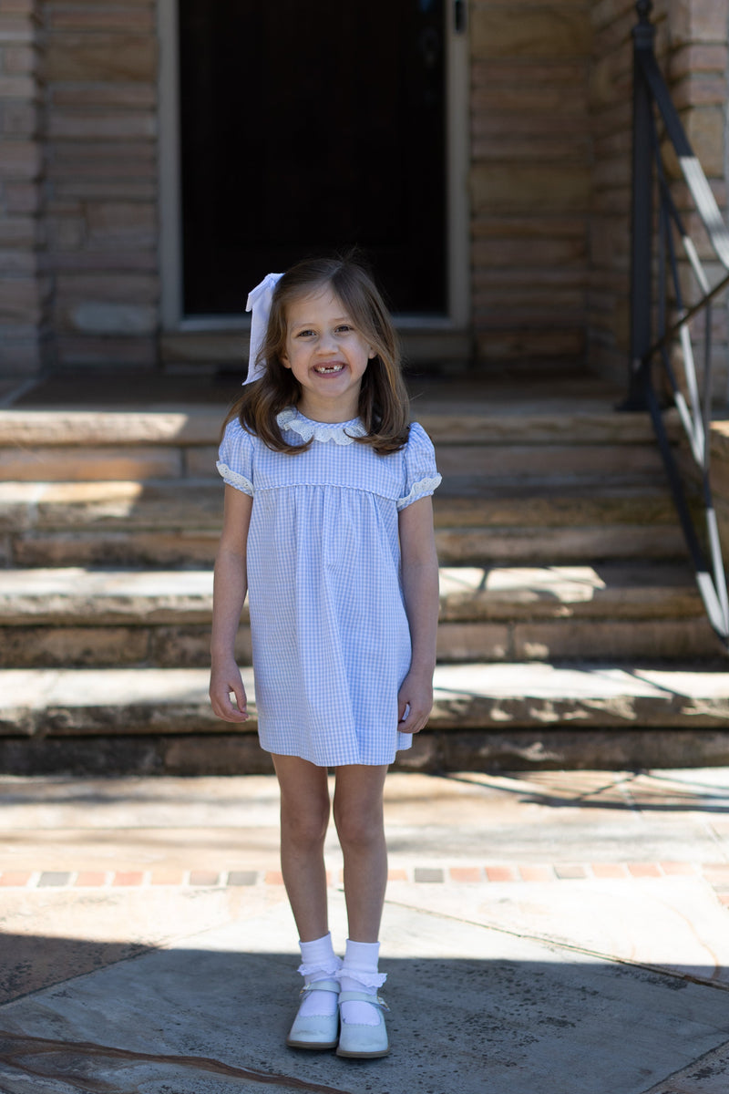 Weezie Dress in Light Blue 1/8 Check