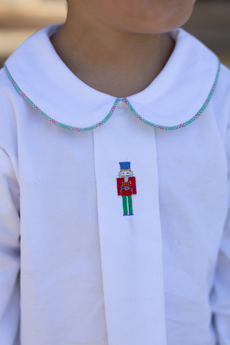 Freddie Shirt Long Sleeve in White Corduroy