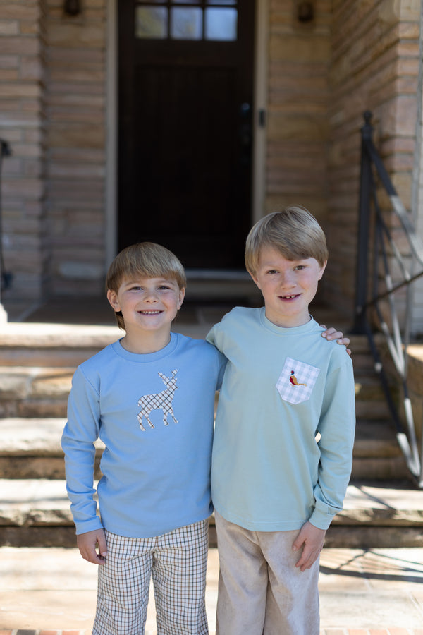Boy Tee Long Sleeve Premium in Mist Knit with Pocket w/ Pheasant
