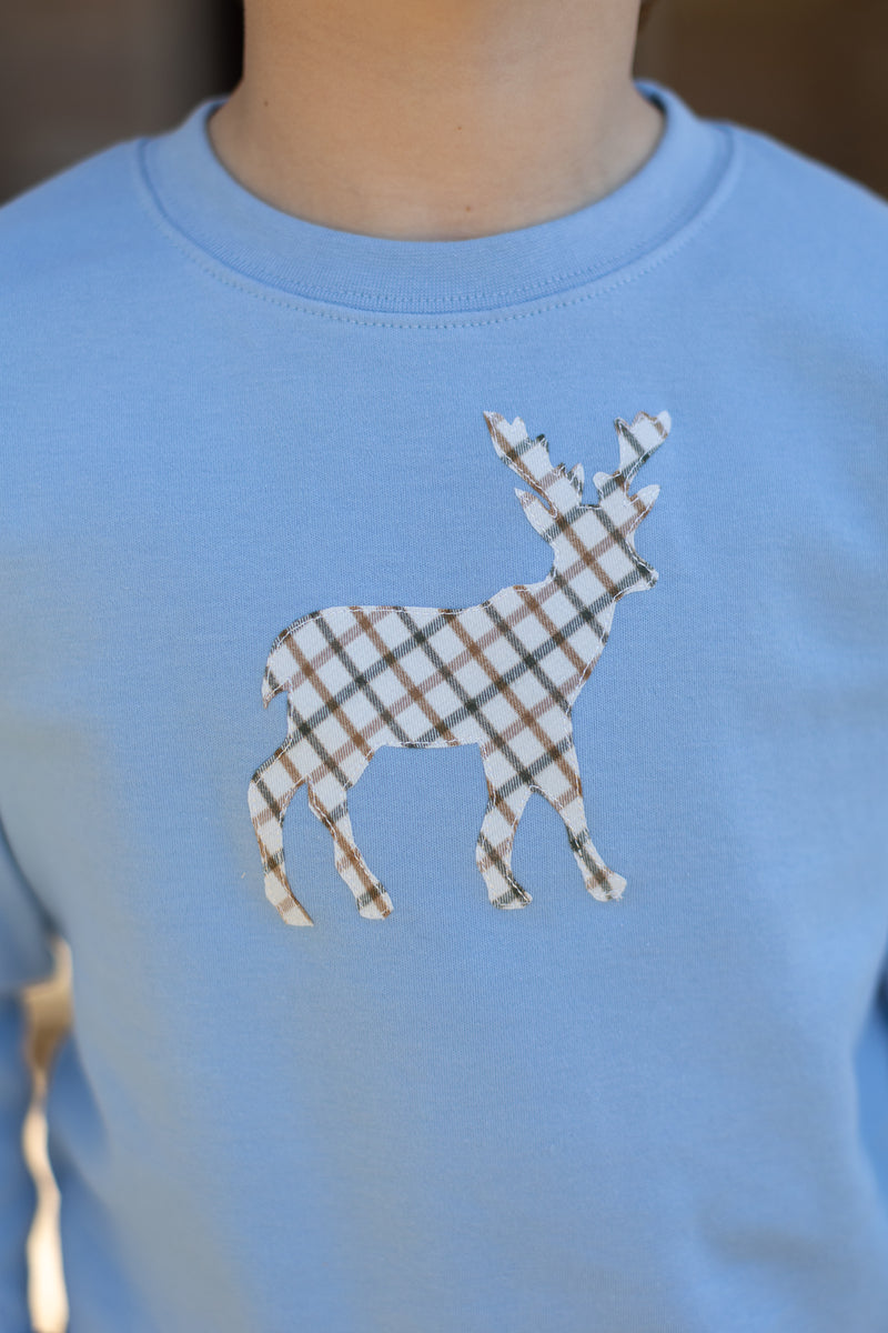 Boy Tee Long Sleeve Sky Blue with Deer Silhouette